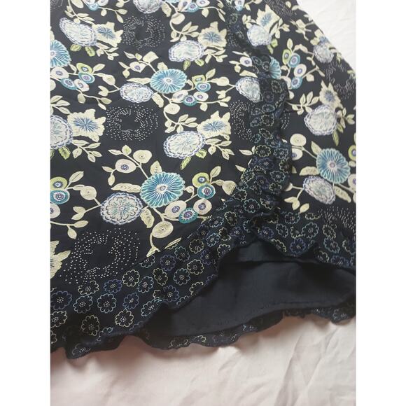 Vintage Requirements Floral Fairy Rayon Midi Skirt Ruffle Black Whimsical 8P - Picture 2 of 4